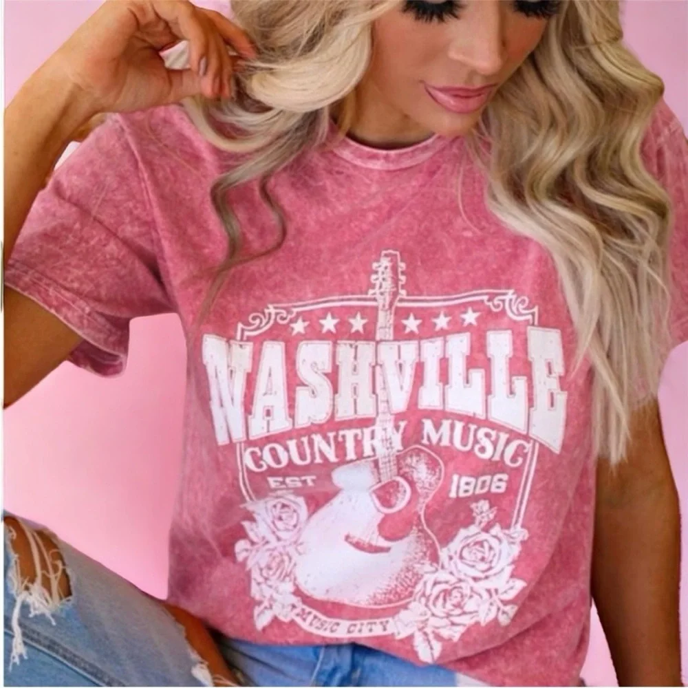 Nashville vintage washed country music tee
